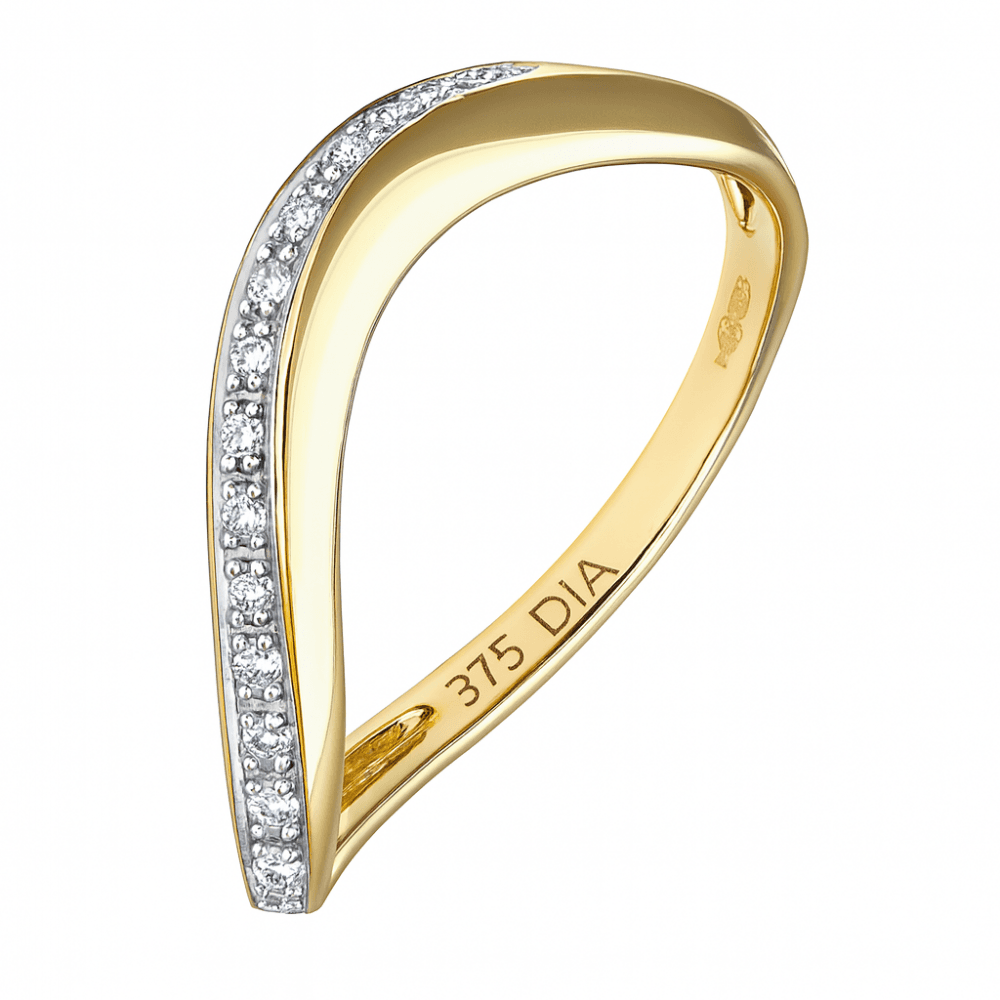 9ct Gold Natural Diamond Wedding Wishbone Band Ring