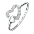 9ct White Gold Natural Diamond Two Hearts Promise Ring