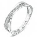 9ct White Gold Natural Diamond Crossover Ring