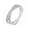 9ct White Gold 0.15 Carat Natural Diamond 3-Row Crossover Ring