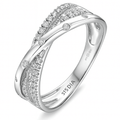 9ct White Gold 0.15 Carat Natural Diamond  Flush Set Crossover Ring