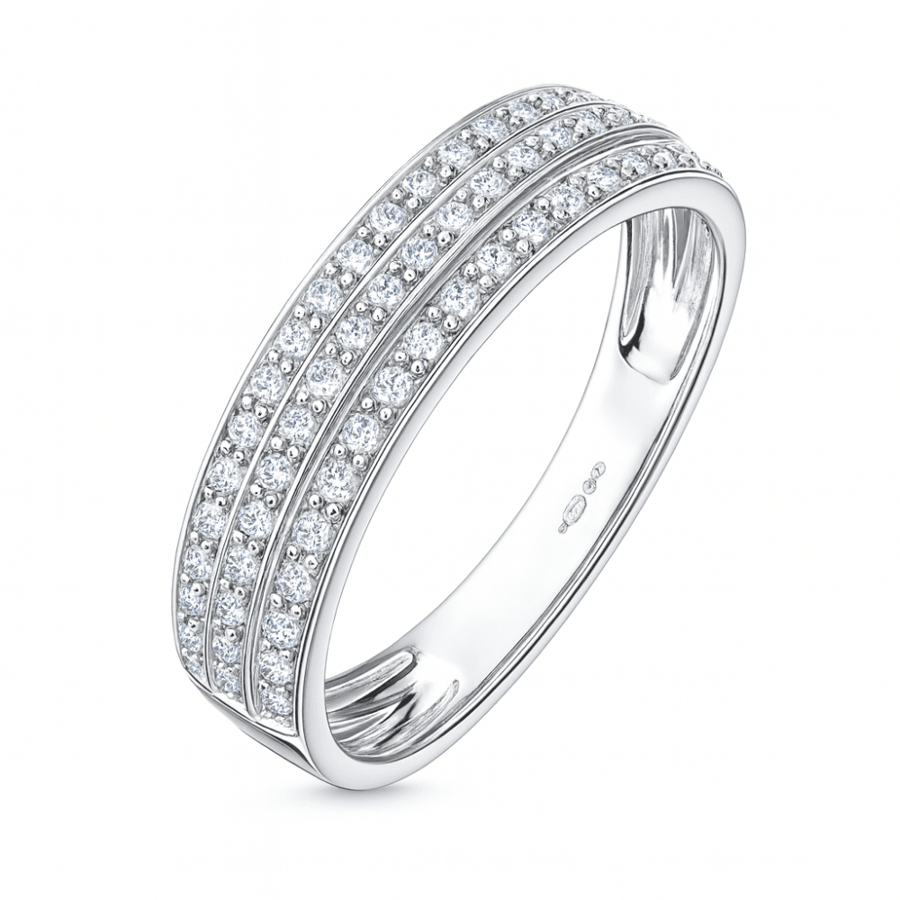 9ct White Gold 0.25 Carat Natural Diamond 3-Row Eternity Ring