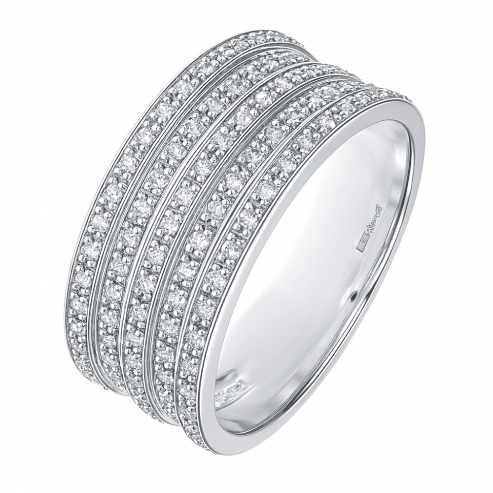 9ct White Gold 0.50 Carat Natural Diamond 5-Row Eternity Ring
