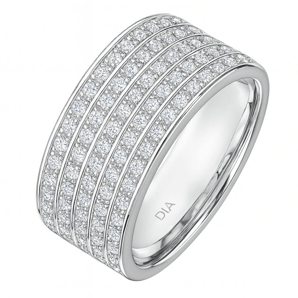 9ct White Gold 0.50 Carat Natural Diamond 5-Row Eternity Ring
