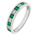 Round Brilliant Emerald and 0.025ct Diamonds 9ct Eternity Ring