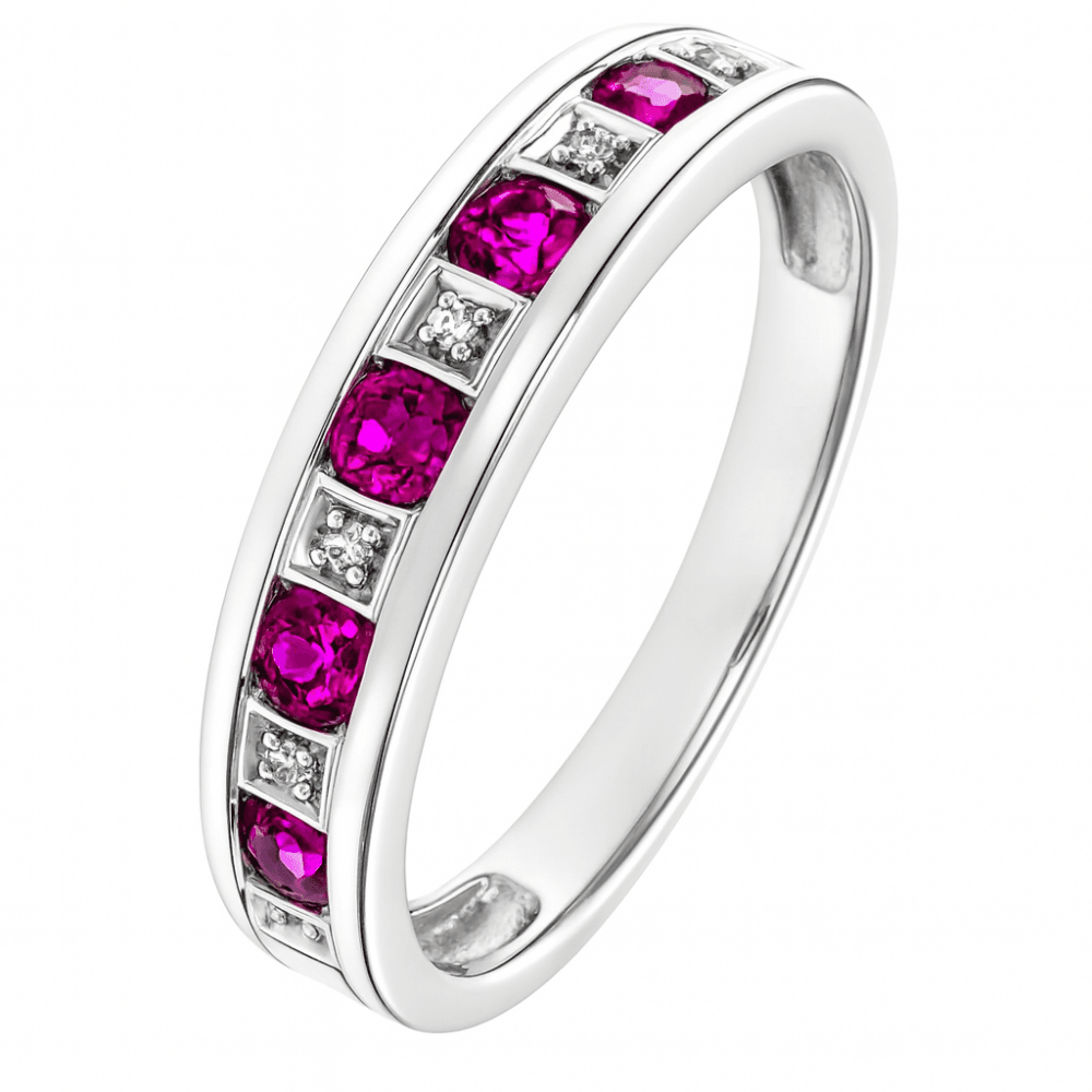 Round Brilliant Ruby and 0.025ct Diamonds 9ct Eternity Ring
