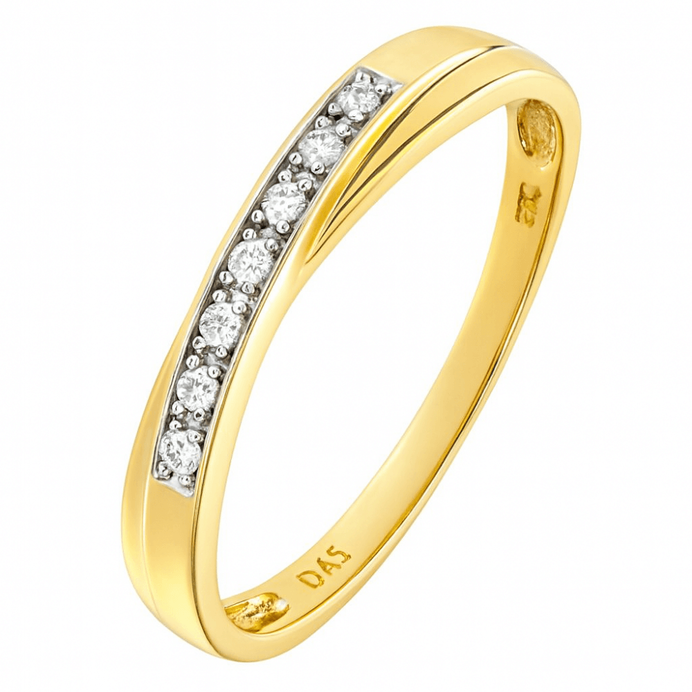 9ct Gold Natural Diamond Crossover Wedding Band Ring