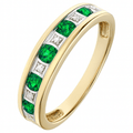 Round Brilliant Emerald and 0.025ct Diamonds 9ct Eternity Ring