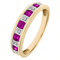 Round Brilliant Ruby and 0.025ct Diamonds 9ct Eternity Ring