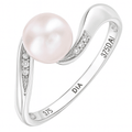 9ct White Gold 0.04ct Diamond And Cultured Pearl Ring