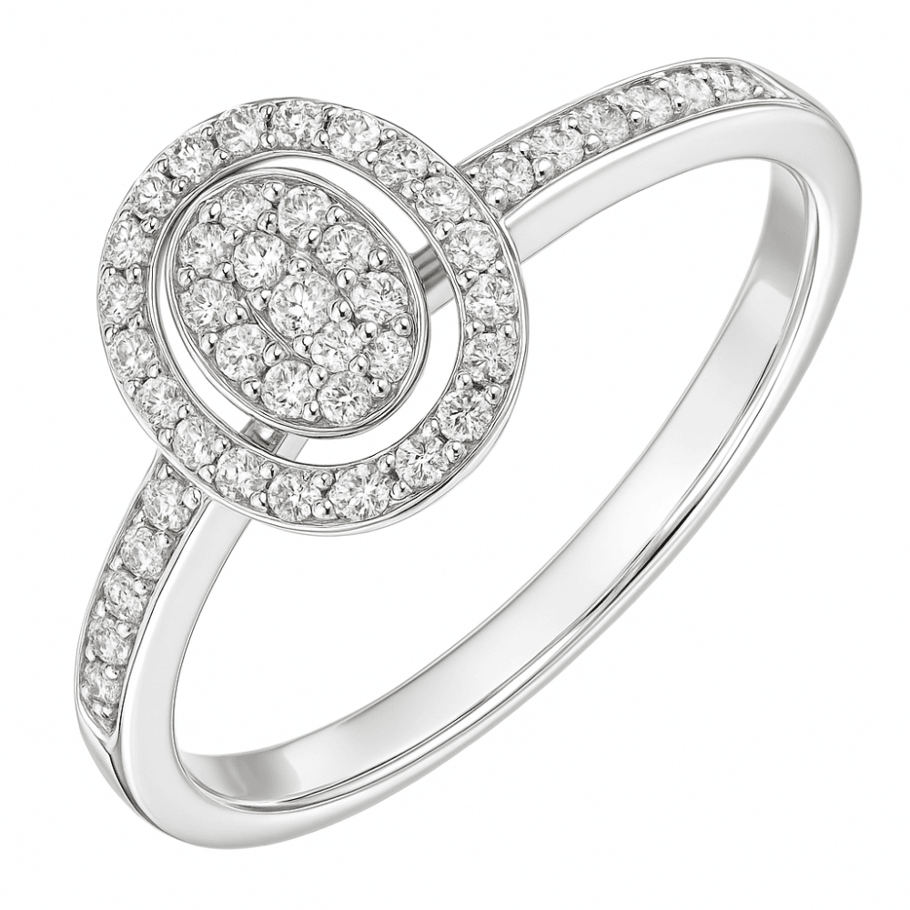 9ct White Gold 0.20 Carat Natural Diamond Cluster Halo Engagement Ring