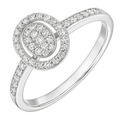 9ct White Gold 0.20 Carat Natural Diamond Cluster Halo Engagement Ring