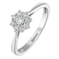 9ct White Gold 0.25 Carat Natural Diamond 7-stone Cluster Ring