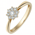 Diamond 7 Stone Cluster Ring 9ct Gold | Prime Jewellery