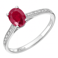 9ct White Gold Women Oval Ruby and 0.05ct Diamond Engagement Ring