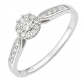 Diamond Cluster Halo Engagement Ring 9ct White Gold | Prime Jewellery
