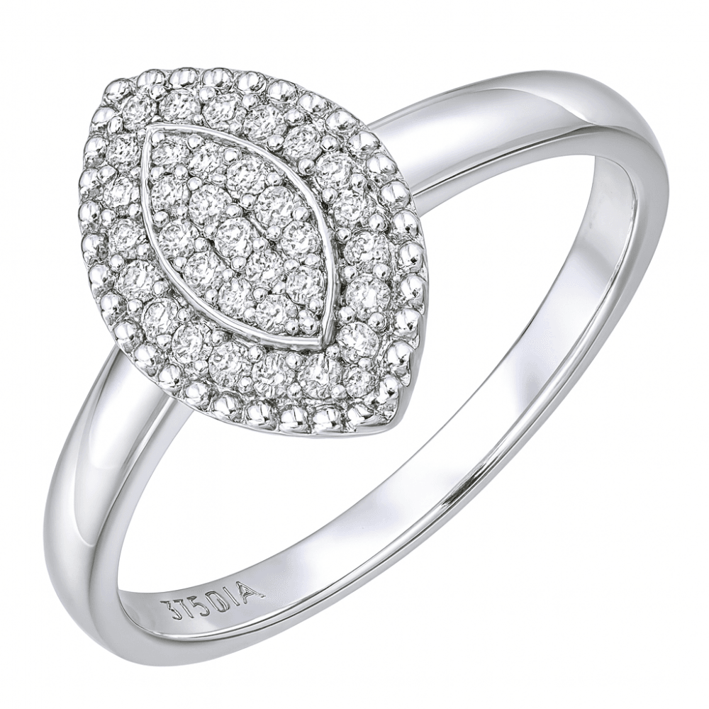 9ct White Gold 0.15 Carat Natural Diamond Cluster Marquise Ring