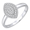 9ct White Gold 0.15 Carat Natural Diamond Cluster Marquise Ring