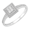 Diamond Square Halo Ring 9ct White Gold | Prime Jewellery