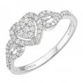 9ct White Gold 0.25 Carat Natural Diamond Hearts Ring