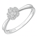 9ct White Gold 0.15 Carat Natural Diamond Cluster Flower Engagement Ring