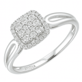 9ct White Gold 0.22 Carat Natural Diamond Cluster Cushion Ring