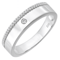 9ct White Gold 0.10 Carat Natural Diamond Wide Wedding Band Ring