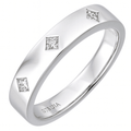 9ct White Gold 0.12 Carat Natural Diamond Flush Set Princess Wide Wedding Band Ring