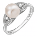 9ct White Gold 0.03ct Diamond And Cultured Pearl Ring