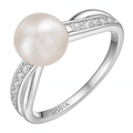 9ct White Gold 0.05ct Diamond And Cultured Pearl Ring