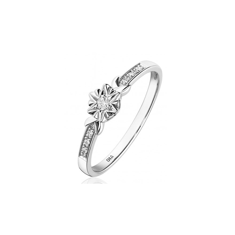 9ct White Gold Natural Diamond Classic Engagement Ring