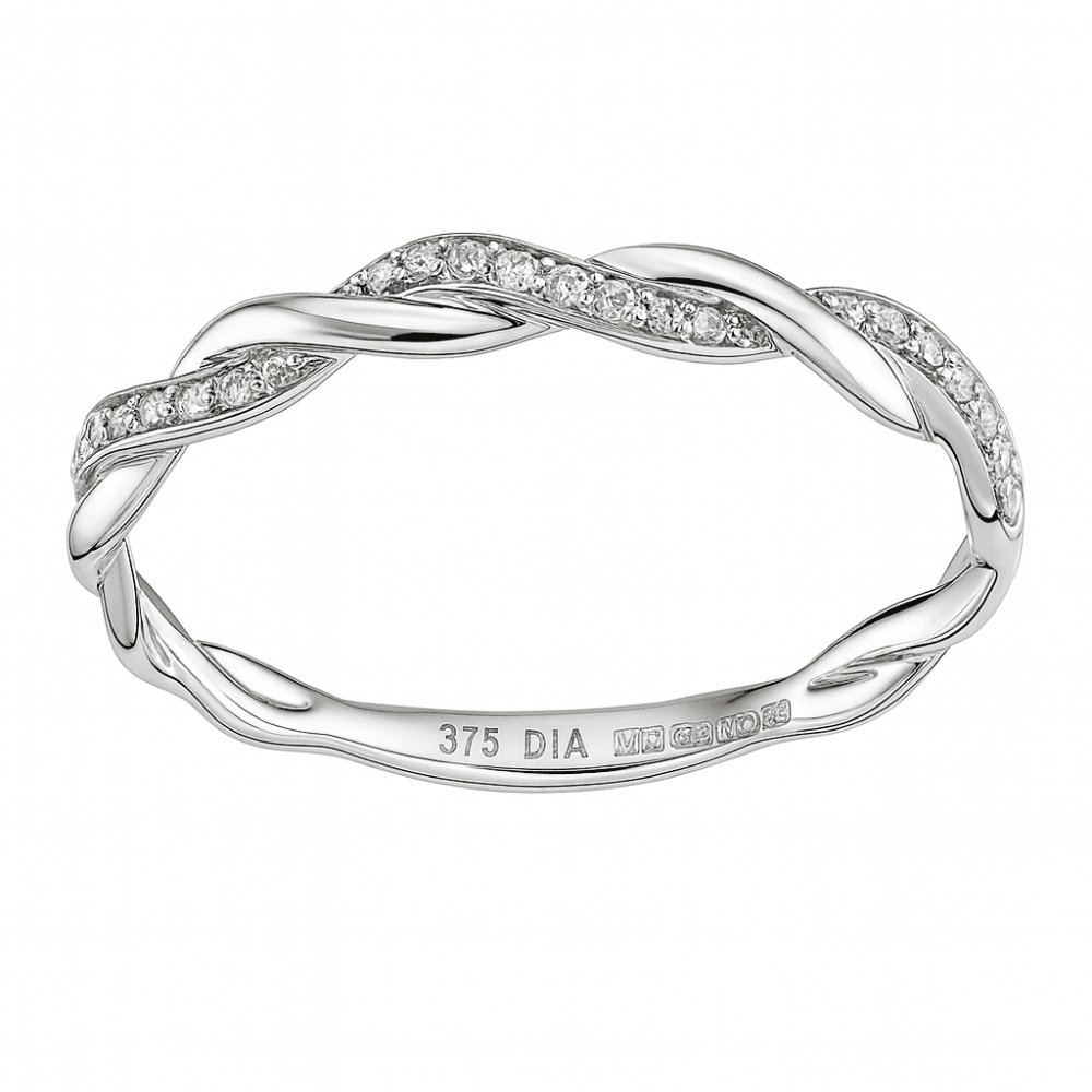 9ct White Gold Natural Diamond Crossover Eternity Ring