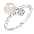 9ct White Gold 0.05ct Diamond And Cultured Pearl Ring