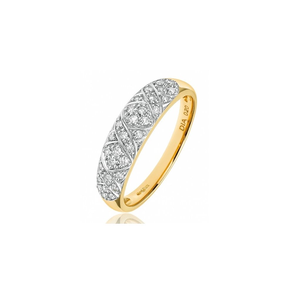 9ct Gold 0.20 Carat Natural Diamond Art Deco Wedding Ring