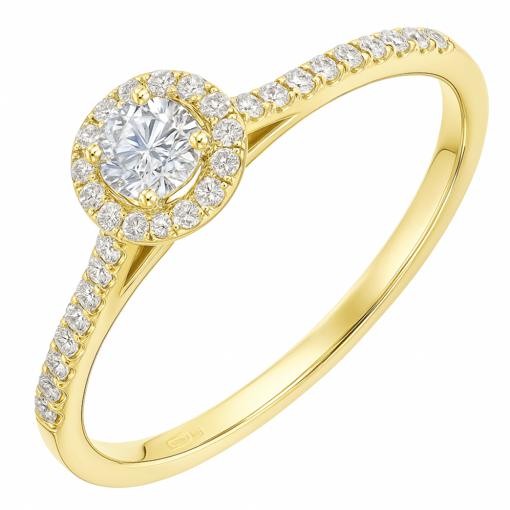 9ct Gold 0.25 Carat Natural Diamond Halo Engagement Ring