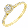 9ct Gold 0.25 Carat Natural Diamond Halo Engagement Ring