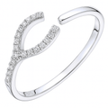 9ct White Gold Natural Diamond Fancy Wishbone Ring