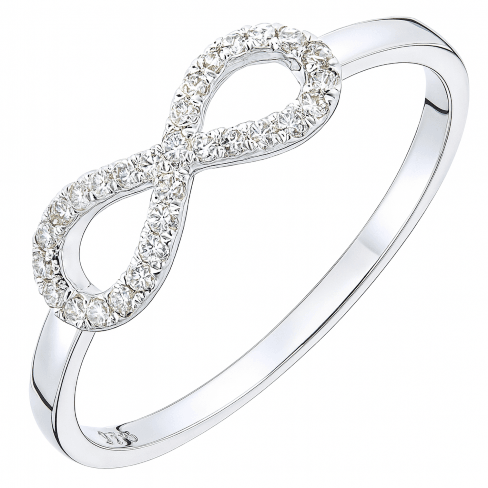 9ct White Gold 0.15 Carat Natural Diamond Infinity Ring