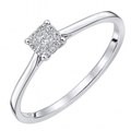 9ct White Gold 0.07 Carat Natural Diamond Halo Engagement Ring