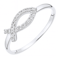 9ct White Gold 0.10 Carat Natural Diamond Fish Fancy Ring