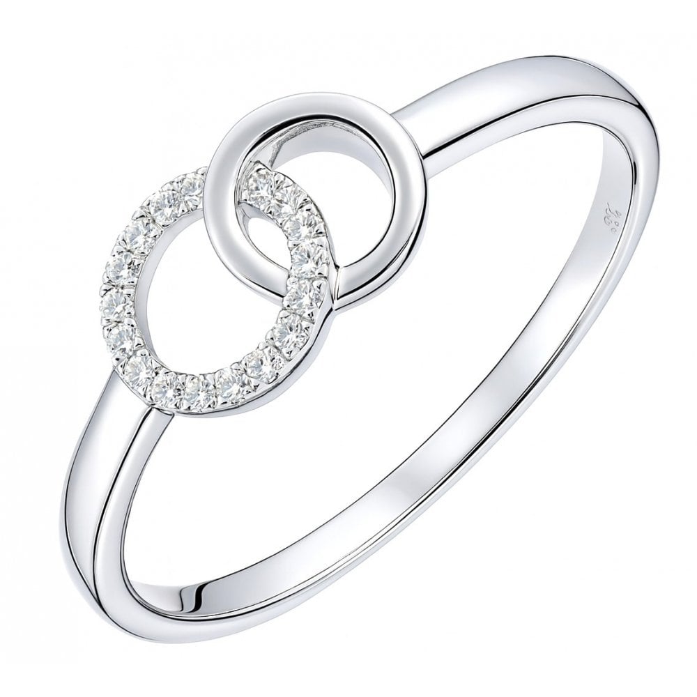 9ct White Gold Natural Diamond Linking Circles Ring