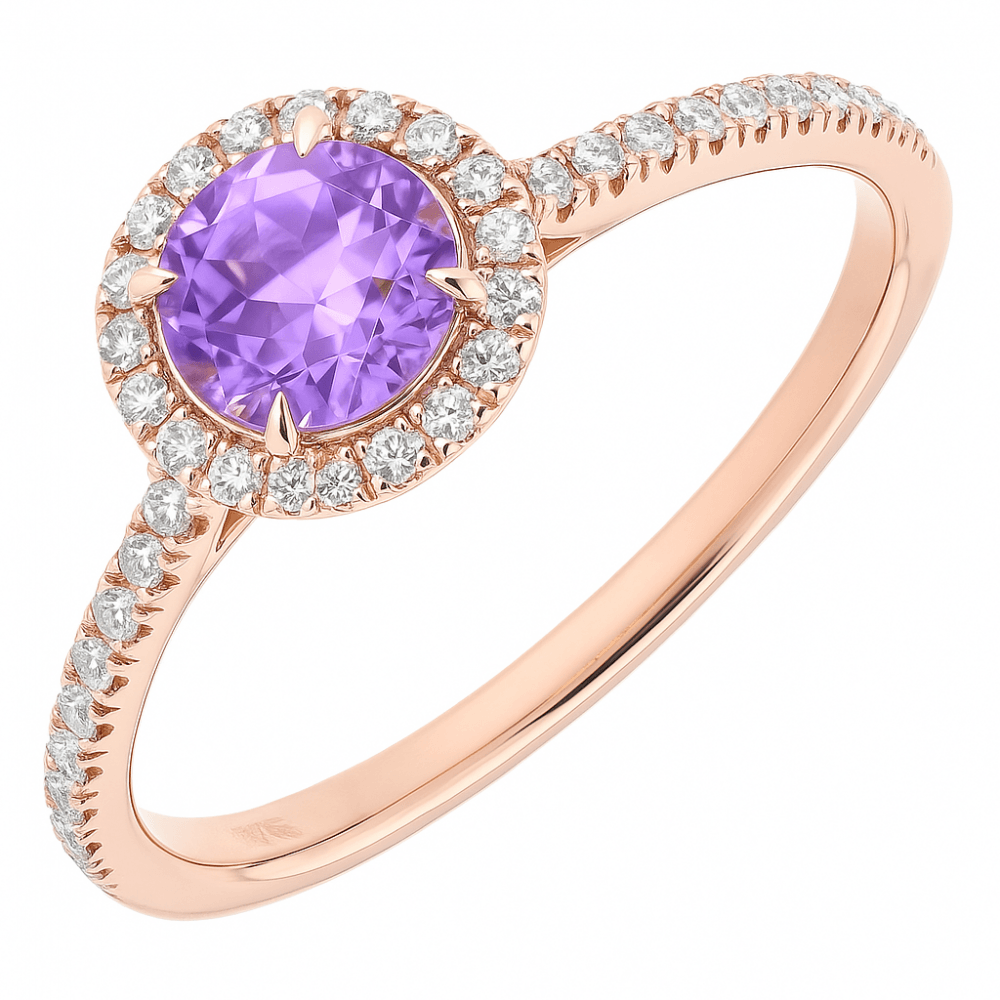 Purple Amethyst and Diamond Engagement Ring 9ct Gold | Prime Jewellery
