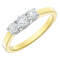 18ct Yellow Gold 0.50 Carat Natural Diamond Trilogy Ring