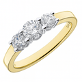 18ct Yellow Gold 0.75 Carat Natural Diamond Trilogy Ring