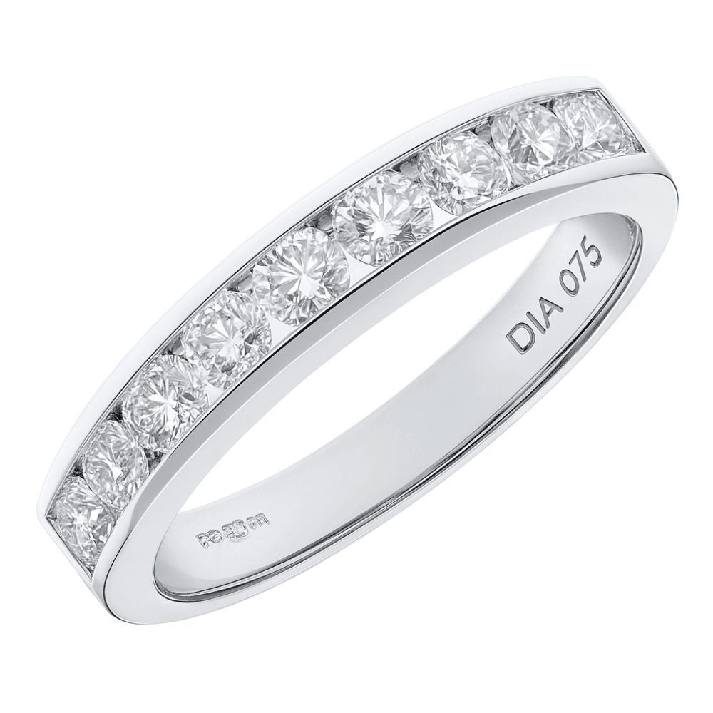Platinum 1 Carat Natural Diamond Channel Set Eternity Band Ring