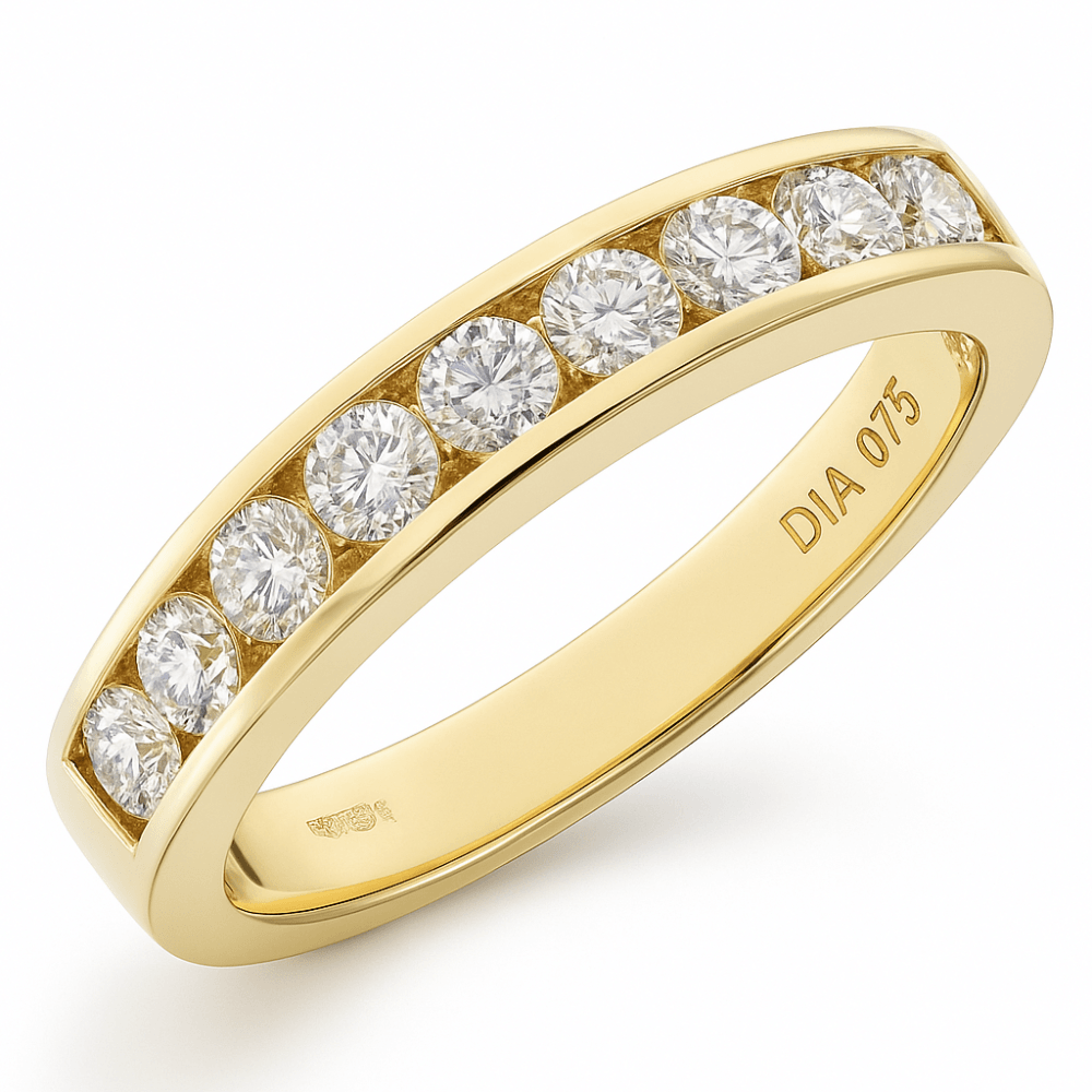 18ct Yellow Gold 0.75 Carat Natural Diamond Channel Set Eternity Band Ring