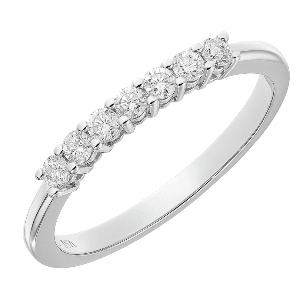 Platinum 0.33 Carat Natural Diamond 7 Stone Eternity Ring