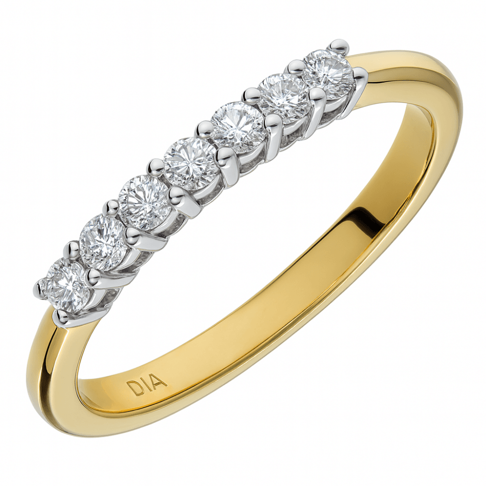 18ct Yellow Gold 0.33 Carat Natural Diamond 7 Stone Eternity Ring