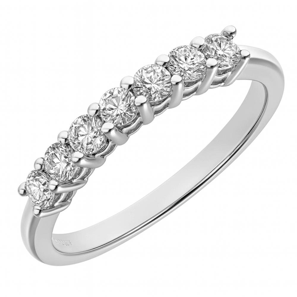 Platinum 0.50 Carat Natural Diamond 7 Stone Eternity Ring