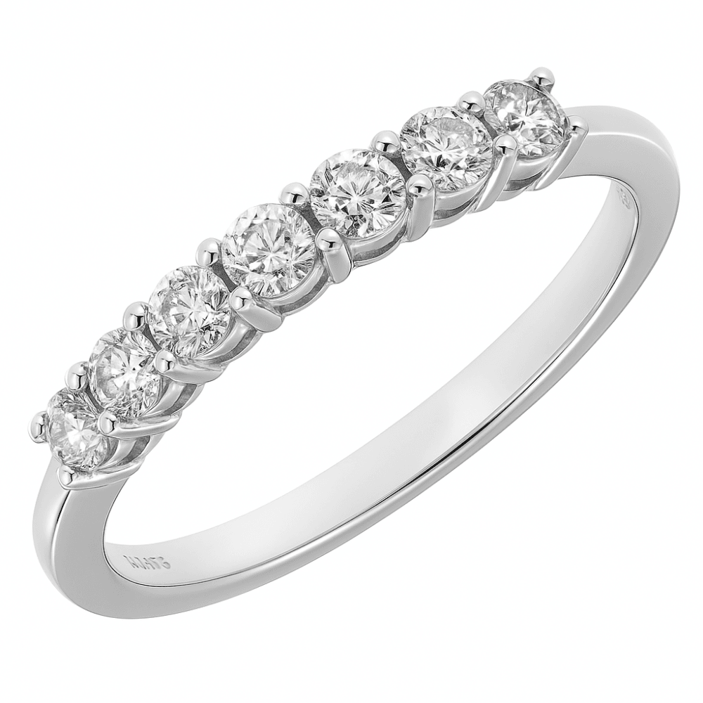 18ct White Gold 0.50 Carat Natural Diamond 7 Stone Eternity Ring